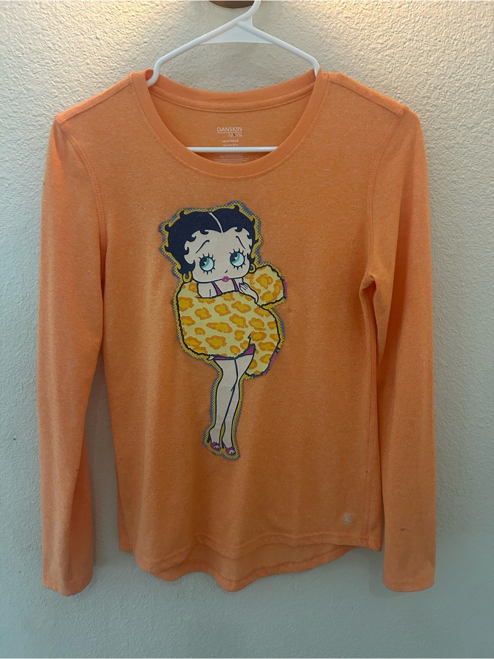 Danskin Orange Long-Sleeve Top with Betty Boop Graphic